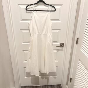 Joie White Cotton A-Line Midi Dress US 12 Strappy Back Summer Bridal Shower